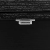 Farmhouse Kitchen Island with Tempered Glass Doors, Power Outlet, Rolling Cart with Drop Leaf, 5 Racks, 3 Drawers, 53" L x 29.5" W x 36" H, Black(m-15)