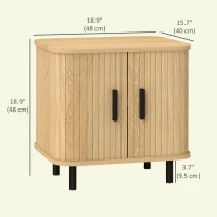 HOMCOM Nightstand Set of 2, Side Table with Shutter Doors, Sofa End Table with Steel Frame, for Bedroom, Living Room, Oak(m-3)