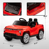Qaba 12V Chevrolet Silverado EV RST Licensed Kids Electric Car with Parent Remote Control, Spring Suspension, Red(m-3)
