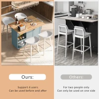Kitchen Island Cart with Foldable Countertop, Adjustable Shelves, Towel Rack, Drawer, and Lockable Wheels, 49" L x 33.2" W x 37.5" H, Gray+Blue(m-6)
