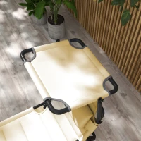 Outsunny Outdoor Lounge Chair, 4 Position Adjustable Backrest, Folding, Cushioned w/ Sun Shade Roof & Pillow, Cream White(m-7)