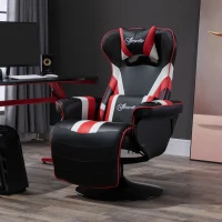 Vinsetto Gaming Chair, Racing Style Computer Recliner with Lumbar Support, Footrest and Cup Holder, Black/White/Red(m-2)