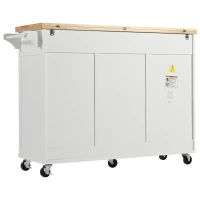 Kitchen Island Cart with Foldable Countertop, Adjustable Shelves, Towel Rack, Drawer, and Lockable Wheels, 49" L x 33.2" W x 37.5" H, White(m-16)