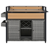 Outdoor Grill Cart with Extended Table Top, Rolling Kitchen Island on Wheels with Storage Cabinet, Double Handle, 53" L x 28.3" W x 41.5" H, Gray