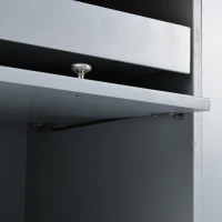 Kitchen Island with Wood Drop Leaf, LED Light, Fluted Glass Doors, Adjustable Shelf, Utility Cart with Rolling Wheels, 44" L x 27" W x 37" H, Blue(m-11)