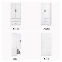 Farmhouse Kitchen Pantry Cabinet with Embossed Texture, 2 Drawers, 8 Door Shelves, Adjustable Shelves, Anti-Tip Kit, 30.5" L x 16" W x 71" H, White(m-8)