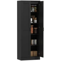 HOMCOM 69" Tall Pantry Cabinet with Adjustable Shelves, Modern Kitchen Pantry Cabinet with Soft Close Doors, Black(m-11)