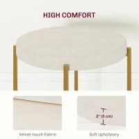 HOMCOM Backless Round Dining Chairs, Modern Stacking Stools Set of 4, Kitchen Chairs with Metal Legs, Cream White(m-5)