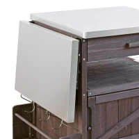Outdoor Grill Cart with Stainless Steel Top, Storage Cabinet, Drop Leaf, Drawer, Towel Rack, Lockable Wheels, 40.5" L x 21" W x 36.3" H, Brown(m-12)