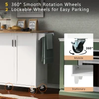 Kitchen Island Cart with Foldable Countertop, Adjustable Shelves, Towel Rack, Drawer, and Lockable Wheels, 49" L x 33.2" W x 37.5" H, White(m-4)