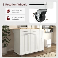 Kitchen Island Cart with 3-Tier Pull-Out Cabinet Organizer, Drop Leaf, Adjustable Shelves, Rolling Cart with Towel Rack, 46" L x 29.5" W x 37" H, White(m-6)