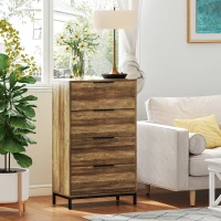 HOMCOM Dresser for Bedroom, 4 Drawer Dresser Tower, Chest of Drawers for Hallway, Entryway, Closet, Natural(m-9)