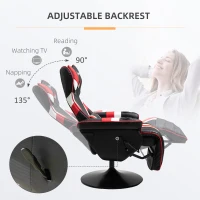 Vinsetto Gaming Chair, Racing Style Computer Recliner with Lumbar Support, Footrest and Cup Holder, Black/White/Red(m-4)