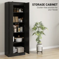 HOMCOM 69" Tall Pantry Cabinet with Adjustable Shelves, Modern Kitchen Pantry Cabinet with Soft Close Doors, Black(m-4)