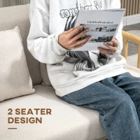 HOMCOM 48" 2 Seater Couch for Small Spaces, Modern Loveseat Sofa for Bedroom, Living Room Furniture, Small Couch, Beige(m-6)