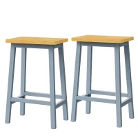 Kitchen Island with 2 Bar Stools, Power Outlet, Internal Racks, 5 Wheels, Drop Leaf, Adjustable Shelves, 53" L x 29.5" W x 36.5" H, Gray+Blue(m-17)
