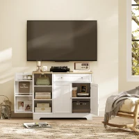 HOMCOM Modern Sideboard Cabinet, 41" Kitchen Buffet Cabinet with Drawer, Adjustable Shelf, 3 Doors for Dining Room, White(m-8)