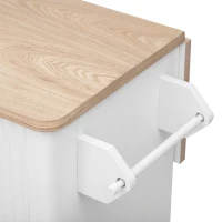 Fluted Kitchen Island with Drop Leaf, Internal Storage Rack, Rolling Kitchen Cart with Towel Rack, Adjustable Shelves, Smooth Curved Edge, White(m-14)