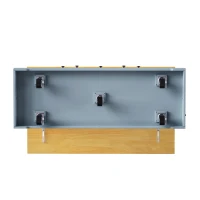 Kitchen Island with 2 Bar Stools, Power Outlet, Internal Racks, 5 Wheels, Drop Leaf, Adjustable Shelves, 53" L x 29.5" W x 36.5" H, Gray+Blue(m-13)