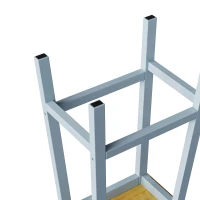 Solid Wood Bar Stools Set of 2, Tall Kitchen Counter Stools with Footrests, Farmhouse Style, Anti-Scratch Pads, 16" L x 11" W x 25.5" H, Gray+Blue(m-6)