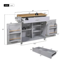 Kitchen Cart with Rubber Wood Top, Internal Storage Rack, Drawer with Dividers, Utility Island with Adjustable Shelves, 39" L x 26" W x 34" H, Gray(m-3)