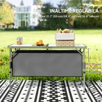 Outsunny Outdoor Aluminum Folding Picnic Table Height Adjustable with Storage Organizer BBQ Camping(m-4)