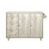 Kitchen Island Cart with Drop Leaf, Handwoven Ash Veneer Doors, Adjustable Shelves, and Lockable Wheels, 51" L x 29.5" W x 36" H, Champagne(m-2)