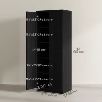 HOMCOM 63" Kitchen Storage Cabinet, 5-tier Pantry Cabinet with Doors and Adjustable Shelves for Dining Room, Black(m-3)