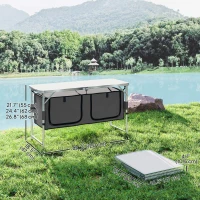 Outsunny Outdoor Aluminum Folding Picnic Table Height Adjustable with Storage Organizer BBQ Camping(m-3)