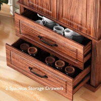 Farmhouse Kitchen Pantry Cabinet, Freestanding Cupboard with 2 Large Drawers, 8 Door Shelves, Adjustable Shelves, Anti-Tip Kit, Brown(m-5)
