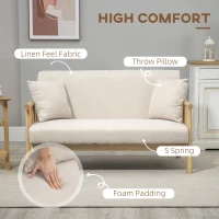 HOMCOM 48" 2 Seater Couch for Small Spaces, Modern Loveseat Sofa for Bedroom, Living Room Furniture, Small Couch, Beige(m-4)