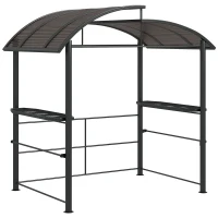 Outsunny 8' x 5' Grill Gazebo Shelter with Interlaced Vented Polycarbonate Roof, Outdoor BBQ Canopy with Side Shelves, Steel Frame for Garden, Patio, Backyard, Dark Gray(m-12)