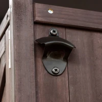 Outdoor Kitchen Island with Spice and Towel Rack, Stainless Steel Top, Rolling Bar Cart with Lockable Wheels, 50" L x 18.5" W x 36.5" H, Dark Brown(m-12)