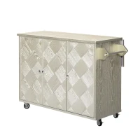 Kitchen Island Cart with Drop Leaf, Handwoven Ash Veneer Doors, Adjustable Shelves, and Lockable Wheels, 51" L x 29.5" W x 36" H, Champagne(m-14)