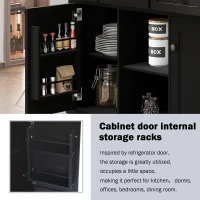 Kitchen Cart with 5 Wheels, 3 Drawers, Storage Cabinets, Central Island with Rubberwood Drop-Leaf Countertop, 53" L x 29.5" W x 37" H, Black(m-4)