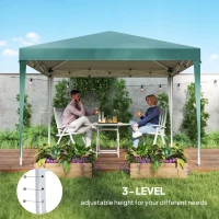 Outsunny 10 x 10ft Folding Pop Up Tent Outdoor Gazebo Canopy with Carrying Bag, Dark Green(m-7)