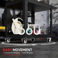 HOMCOM 2-Tier Rolling Tool Cart with Wheels, 500 LBS Capacity Plastic Utility Cart with Handle for Garage, Warehouse, Black(m-5)