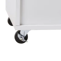 Rolling Kitchen Cart with Rubber Wood Top, Drawer with Dividers, Internal Storage Rack, Adjustable Shelves, 39" L x 26" W x 34" H, White(m-12)