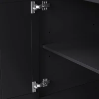 Kitchen Island Cart with Rubber Wood Drop Leaf, Embossed Texture, Rolling Cart with 4 Doors, 3 Drawers, Adjustable Shelves, Black(m-13)