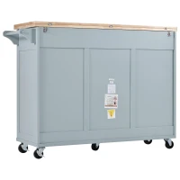 Kitchen Island Cart with Foldable Countertop, Adjustable Shelves, Towel Rack, Drawer, and Lockable Wheels, 49" L x 33.2" W x 37.5" H, Gray+Blue(m-16)