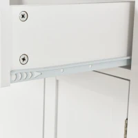 Kitchen Island Cart with 4-Door Cabinet, 2 Drawers, Solid Wood Top, Spice and Towel Racks, Locking Wheels, 54.5" L x 18.5" W x 36" H, White(m-11)