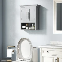 kleankin Bathroom Wall Cabinet, Medicine Cabinet, Toilet Storage Cabinet with Shelf for Living Room and Entryway, Grey(m-1)