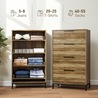 HOMCOM Dresser for Bedroom, 4 Drawer Dresser Tower, Chest of Drawers for Hallway, Entryway, Closet, Natural(m-4)