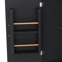 Rolling Kitchen Island Cart with Drop Leaf, Power Outlet, 4 Door Shelves, 6 Drawers, Adjustable Shelves, Spice Rack, 55.5" L x 30" W x 36" H, Black(m-14)