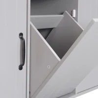 Kitchen Cart with Trash Can Storage, Drop Leaf, Adjustable Shelf, Utility Island with Spice and Towel Rack, 51" L x 31.5" W x 35" H, Gray(m-14)