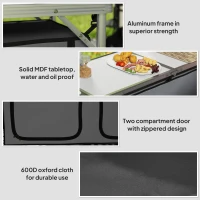 Outsunny Outdoor Aluminum Folding Picnic Table Height Adjustable with Storage Organizer BBQ Camping(m-6)