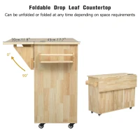 Kitchen Island with Drop Leaf, Drawers and Cabinets, Internal Rack, Power Outlet, Rolling Cart with Adjustable Shelf, 53" L x 29.5" W x 36" H, Natural(m-8)
