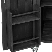 Outdoor Kitchen Island Cart, Rolling Bar Cart with Stainless Steel Top, Spice Rack, Towel Rack, Lockable Wheels, 50" L x 18.5" W x 36.5" H, Black(m-10)