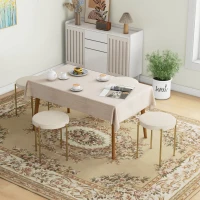 HOMCOM Backless Round Dining Chairs, Modern Stacking Stools Set of 4, Kitchen Chairs with Metal Legs, Cream White(m-8)