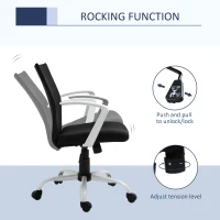 Vinsetto Linen Mid Back Office Chair With Tilt Function, Swivel Computer Chair, Black(m-5)